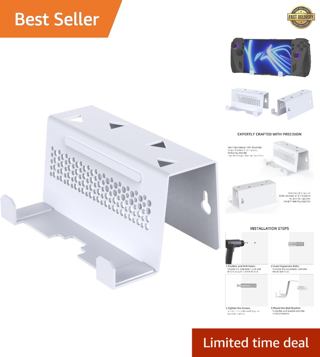 Sturdy Iron Wall Mount for ROG Ally X & SteamDeck Consoles – Lightweight Design