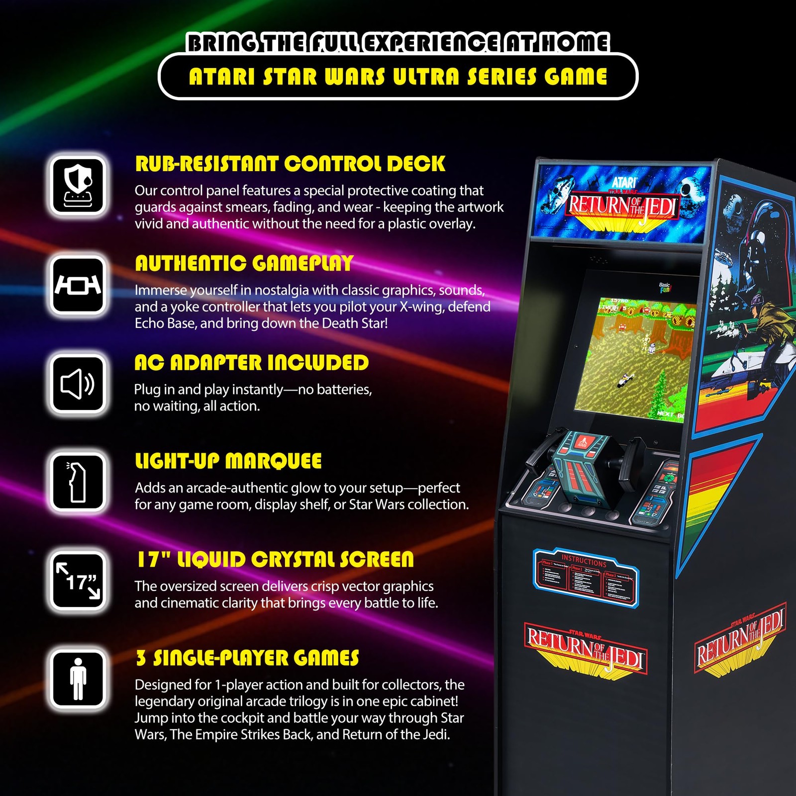 Arcade Classics Atari Star Wars Ultra Series Free Standing Electronic Game w/…