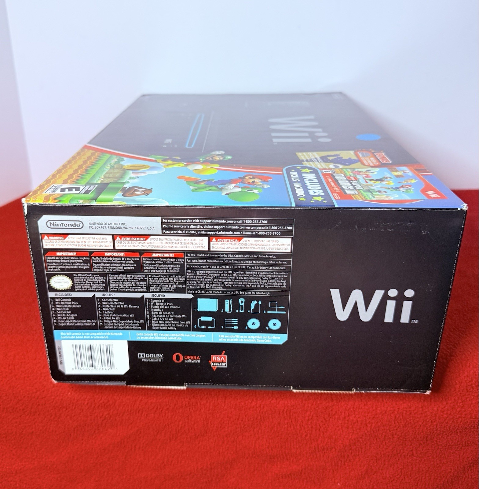 Nintendo Wii Holiday Bundle Black Console Super Mario Bros Includes Extras CIB