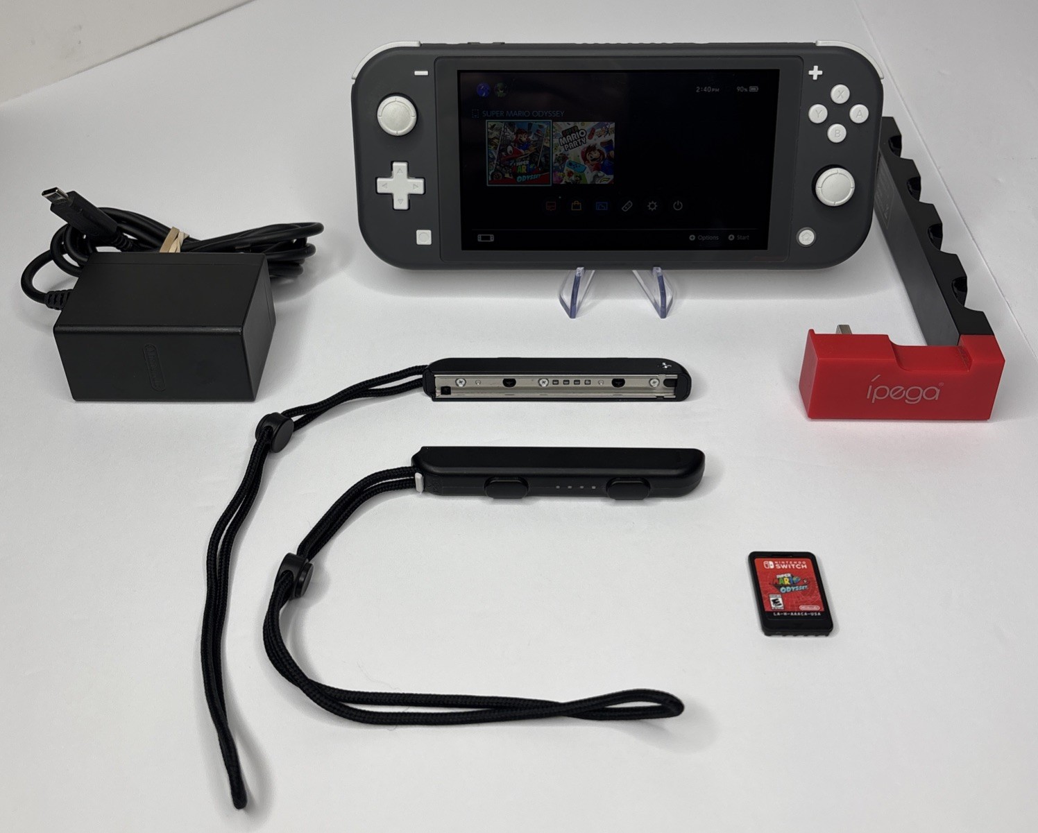 Nintendo Switch Lite HDH-001 Gray Console Charger Super Mario Odyssey Extras See