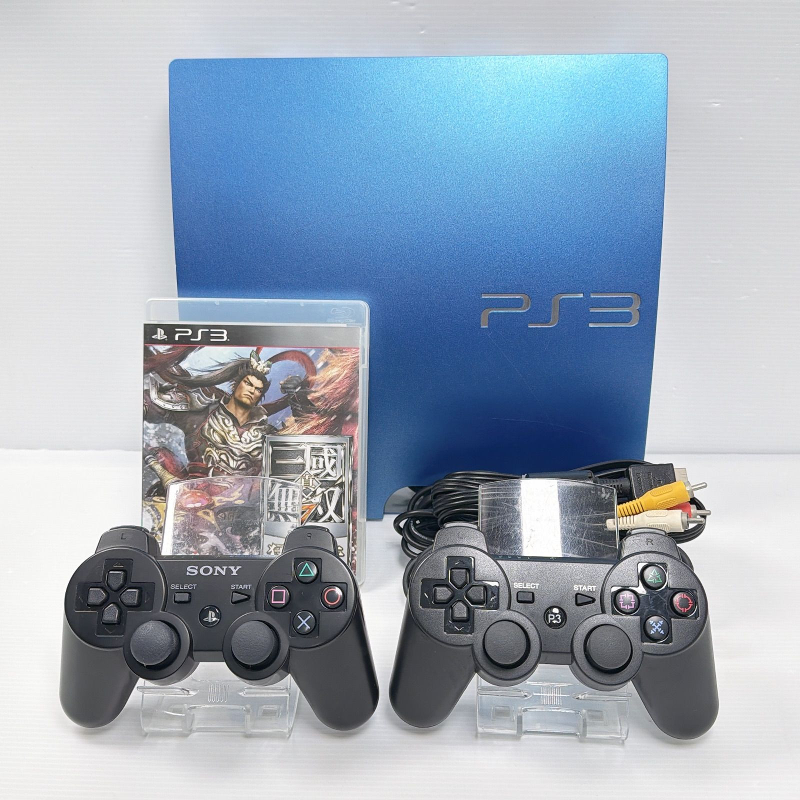 Sony PS3 Splash Blue Console w/Dynasty Warriors 8, 2 Controller Cables Tested JP
