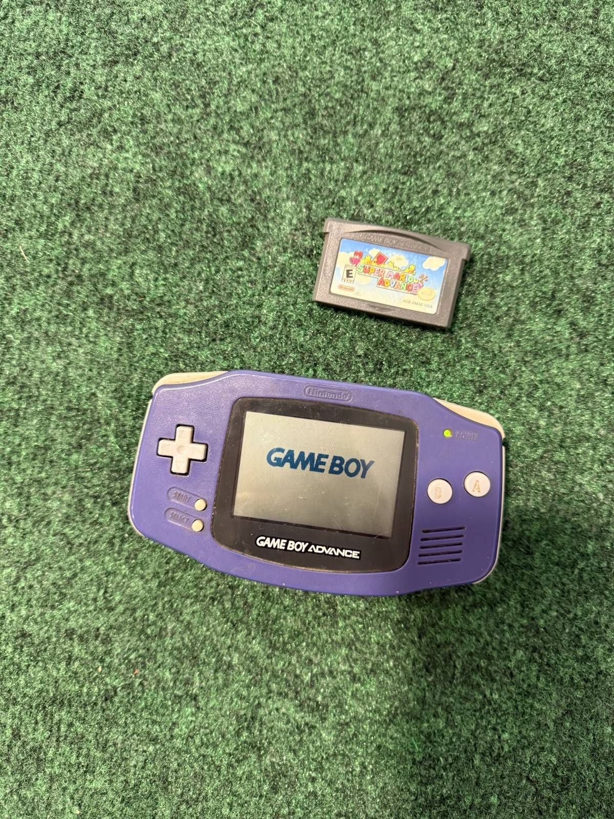 Nintendo Game Boy Advance GBA Console AGB-001 – Indigo Purple + Super Mario Game