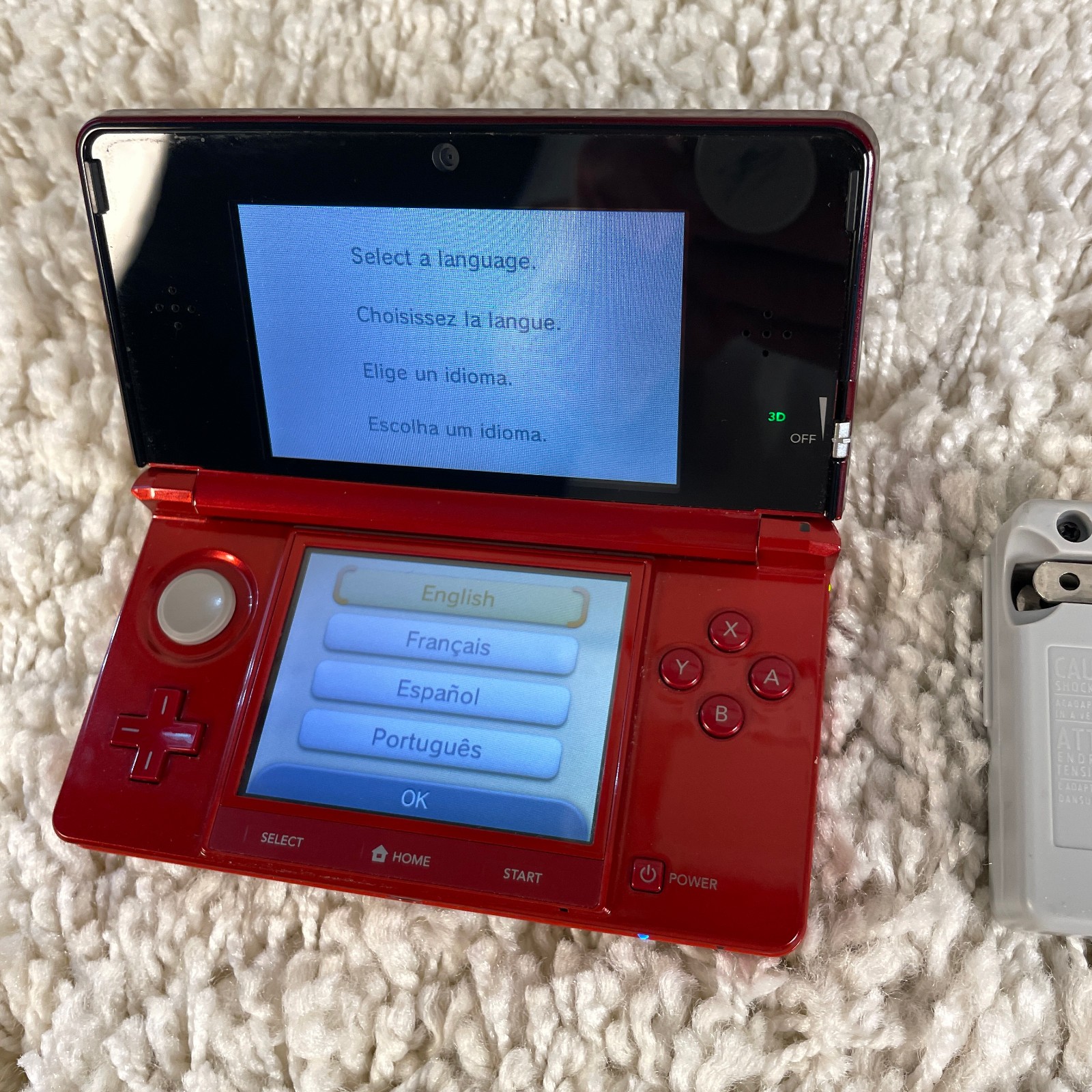 Nintendo 3DS Flame Red Handheld Console System CTR-001 Tested