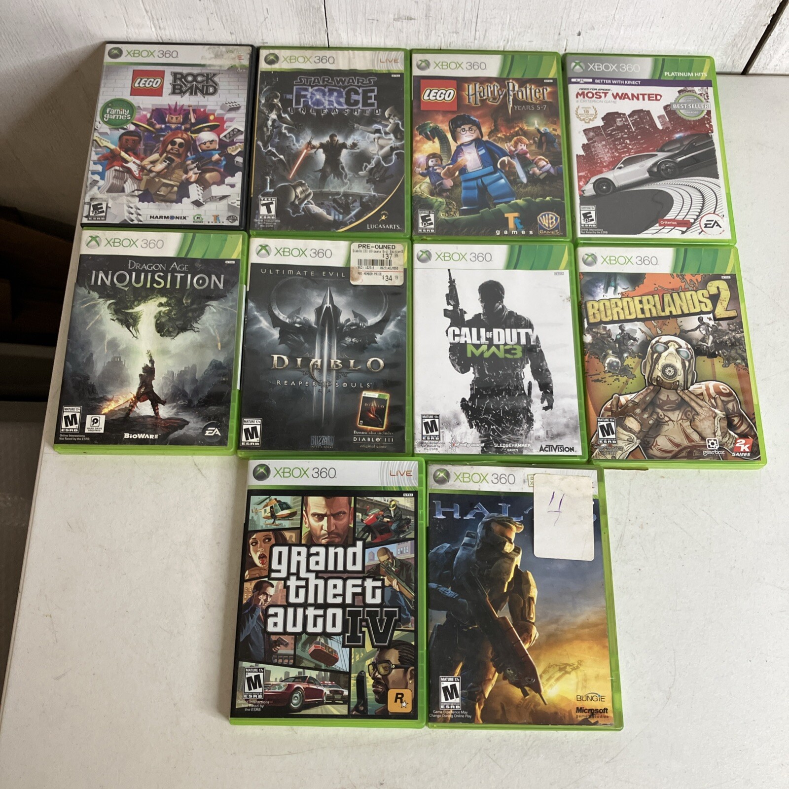Microsoft Xbox 360 S 250GB 1439 Bundle 25 Games GTA IV HALO 3 MASS EFFECT DIABLO