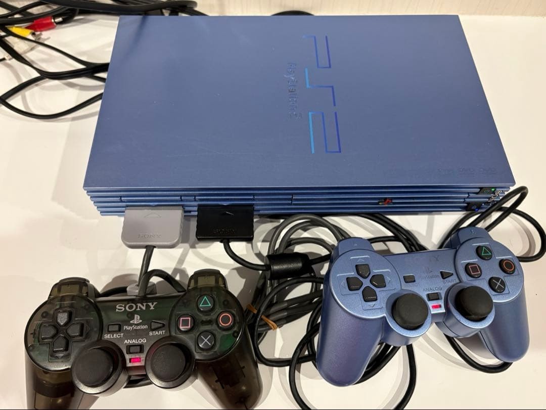 PS2 Aqua Blue SCPH-39000 Tested AC100V [Limited Edition] Used Japan Tasted