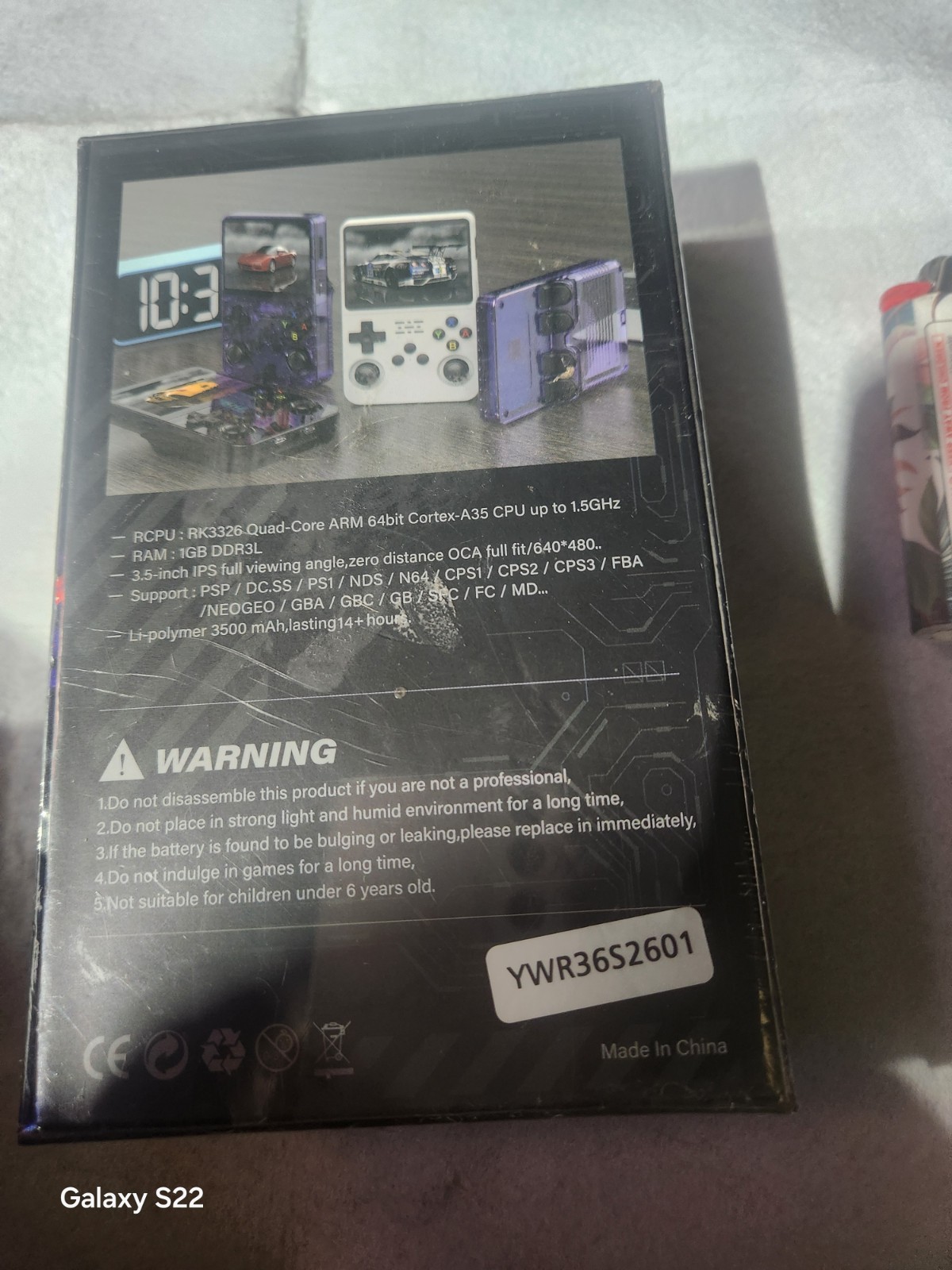 R36S Handheld Game Console Purple 64GB 640×480 Wi-Fi USB-C 3.5mm