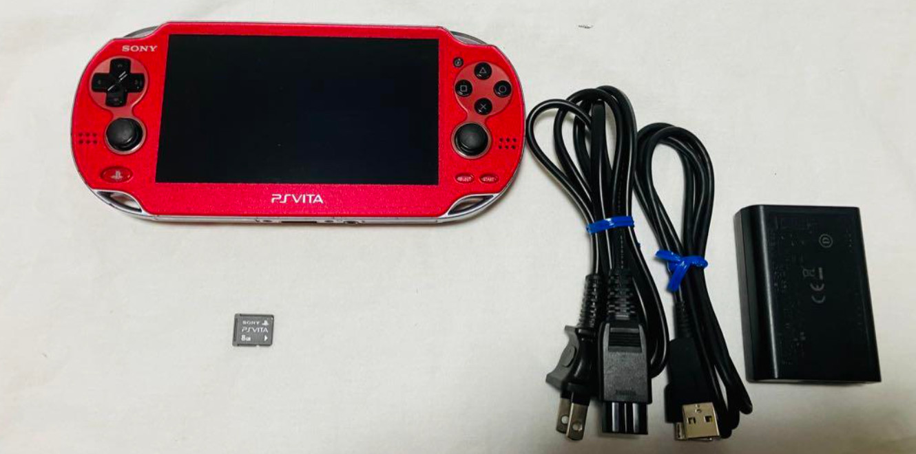 PlayStation PS Vita Wi-Fi Cosmic Red PCH-1100 Operation confirmed Memory card