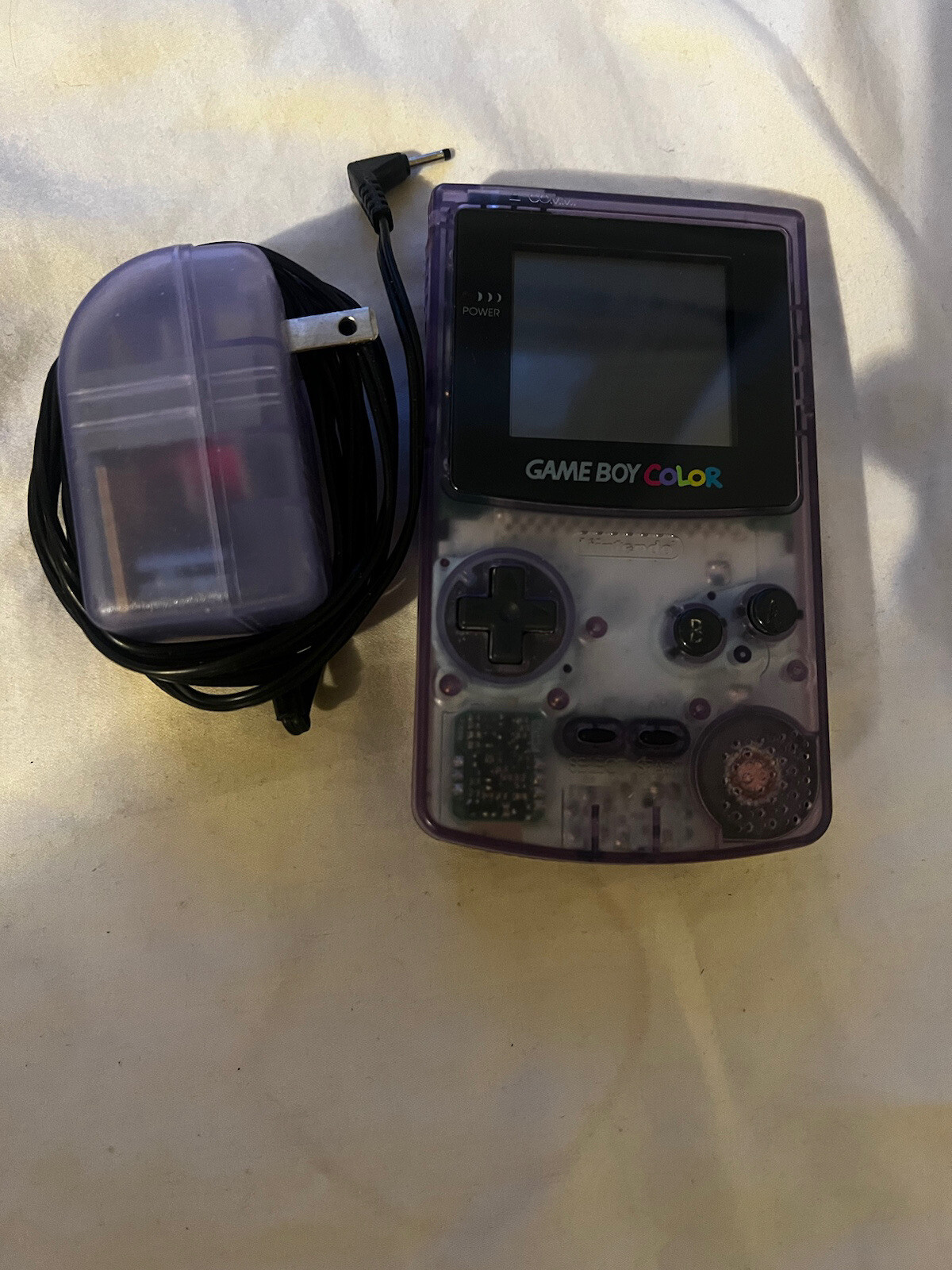 Nintendo Game Boy Color GBC Handheld System Atomic Purple Bundle W/ Ac Adapter