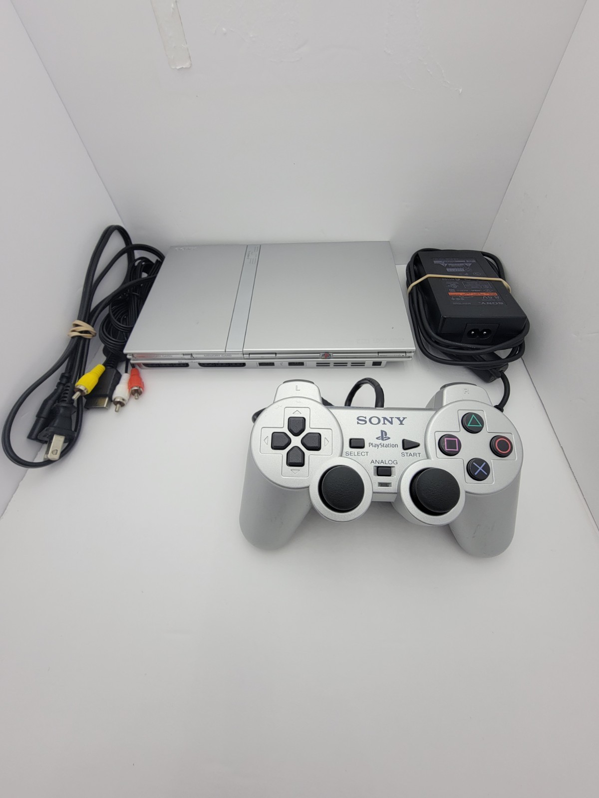 Sony PlayStation 2 PS2 Slim Console SILVER W/ OEM Original Controller Tested