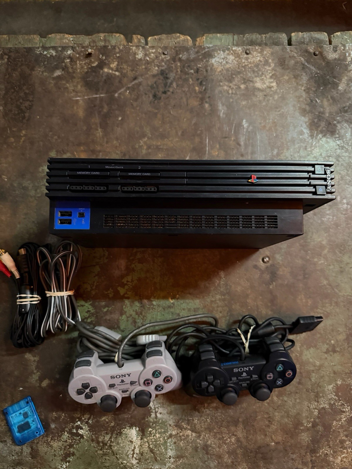 Sony PlayStation 2 PS2 Fat Console with OEM Cords + 2 Controllers + Memory Card