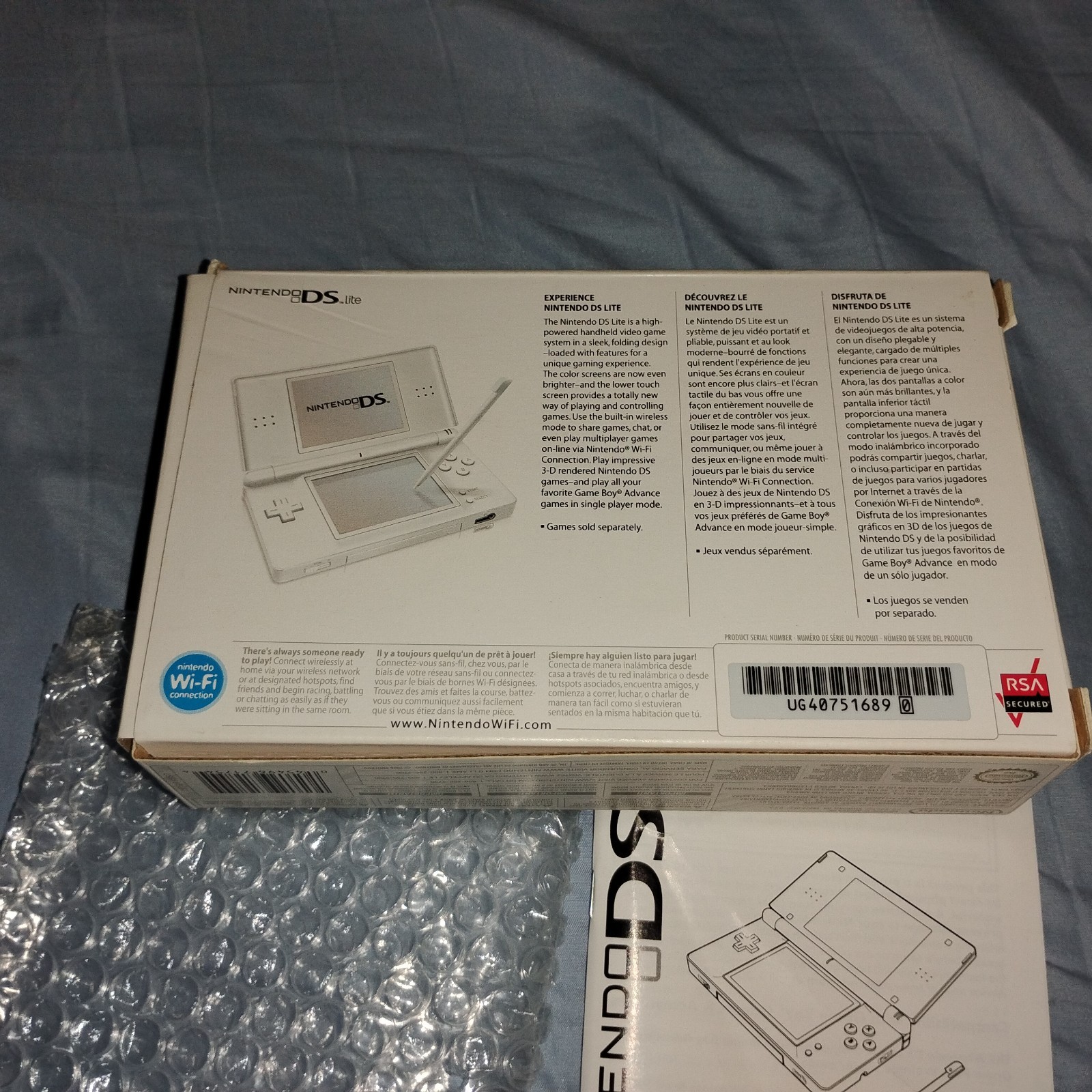 Nintendo DS Lite Console White Working With Box And Instruction Manual NDS