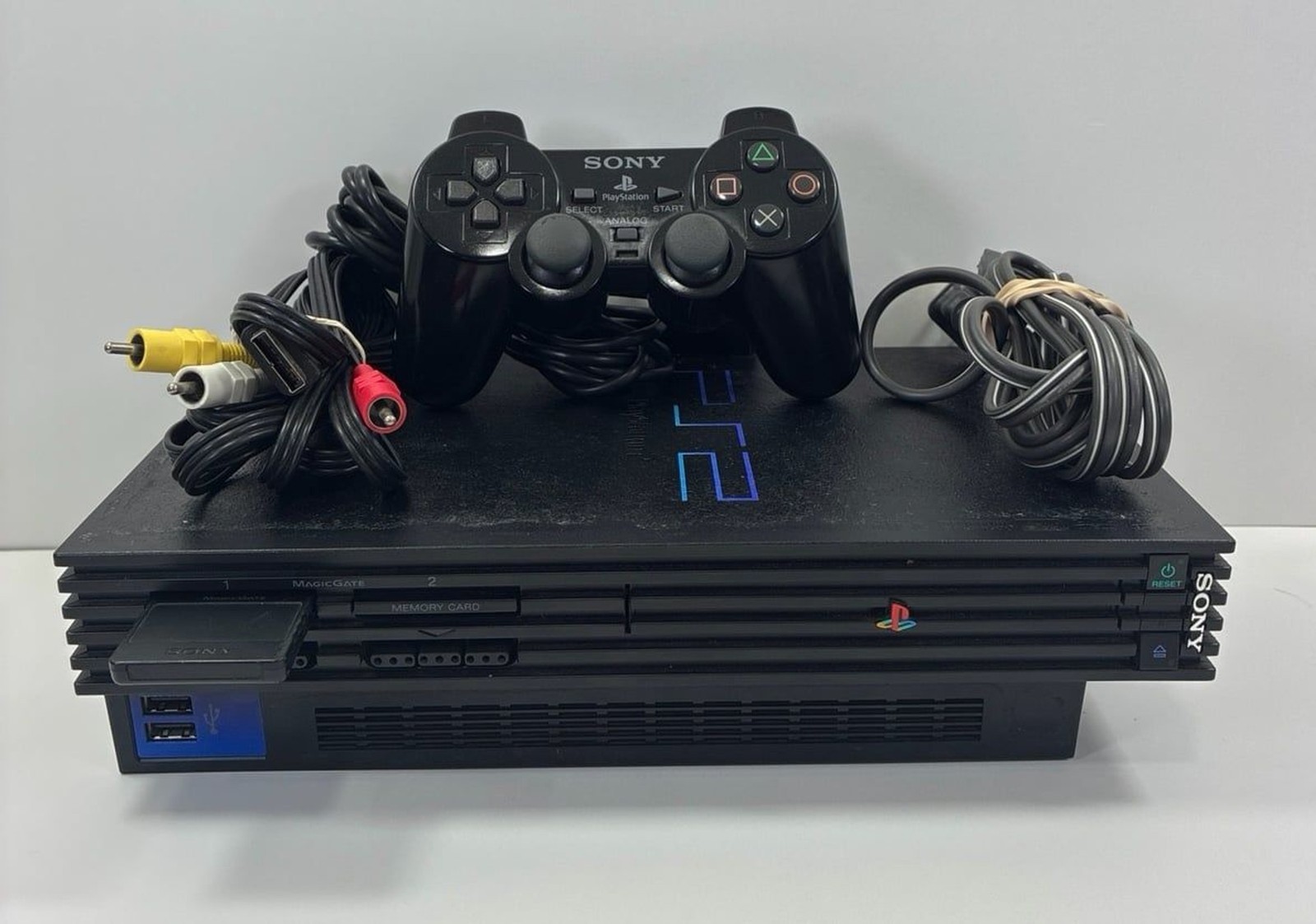 PlayStation 2/PS2 Fat Console with 8MB Memory Card, Controller & Cables (Tested)
