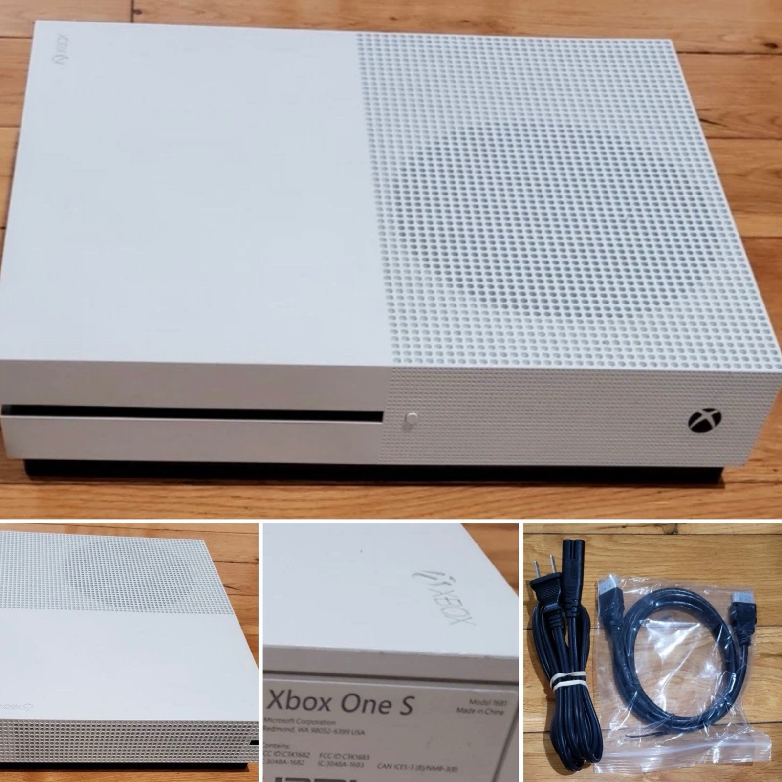 Xbox One S 1TB 4K Console Bundle w/wired Controller + Cables (New Paste/Washed)
