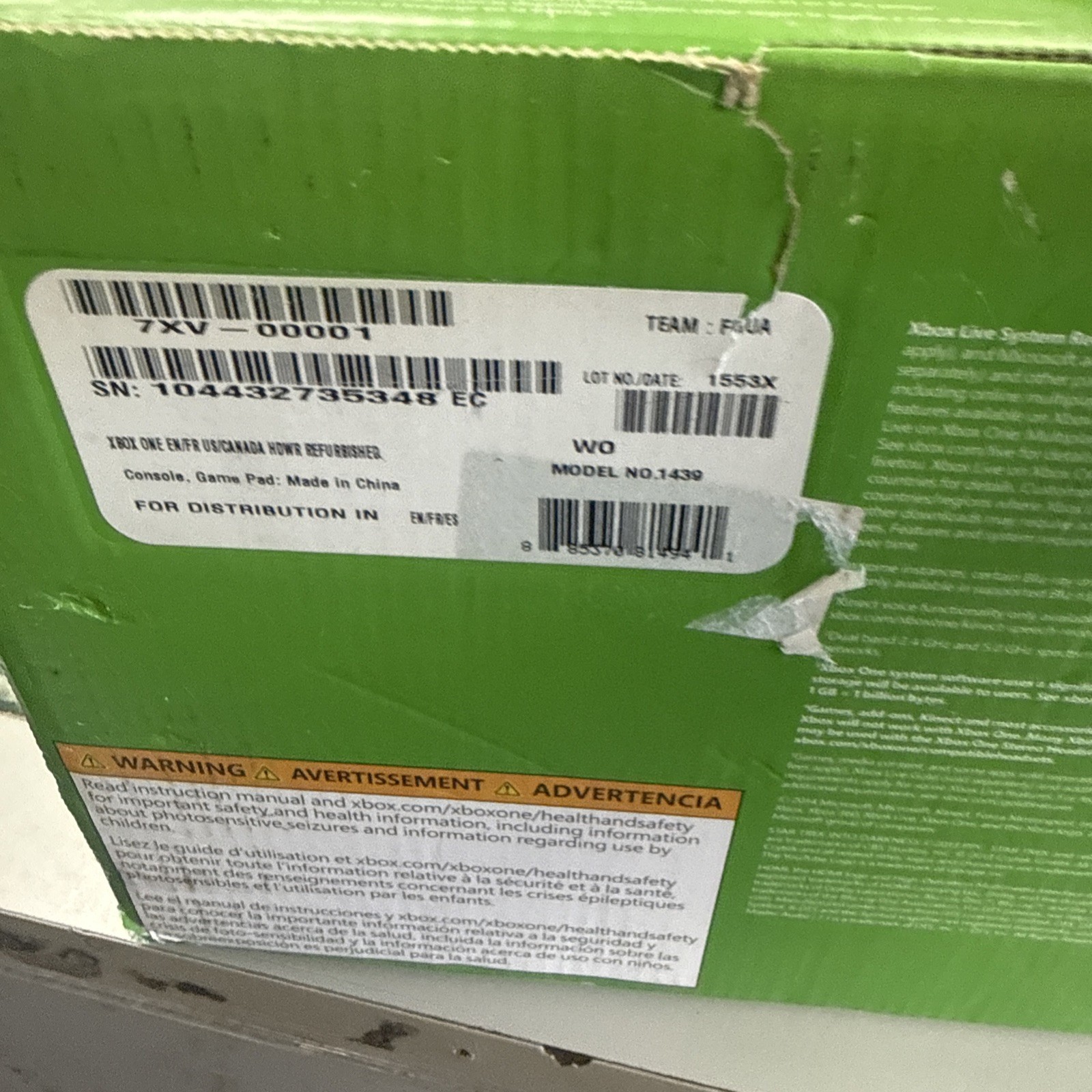 Microsoft Xbox One Console Black CIB Kinect In Box