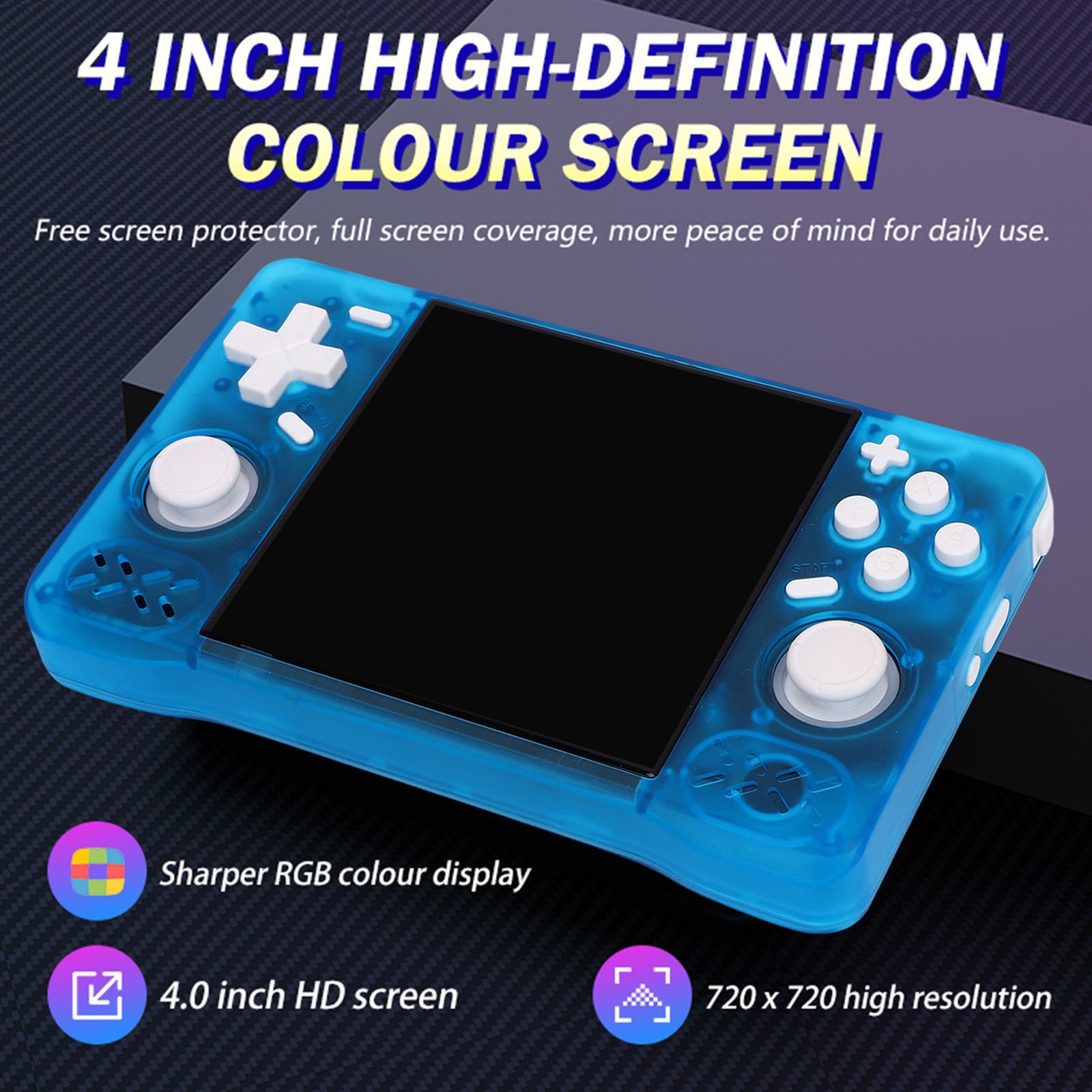 Retro Handheld Game Console 4in Screen 1.5GHz Portable Rechargeable Gaming HZWS