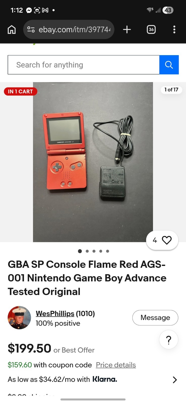 Nintendo Game Boy Advance SP Handheld System – Flame Red