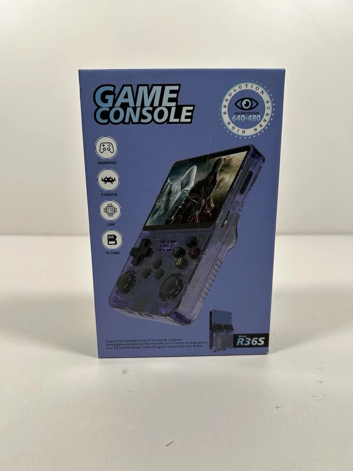 R36S 3.5″ Handheld Retro Game Console, Portable, Built-In Rechargeable Battery