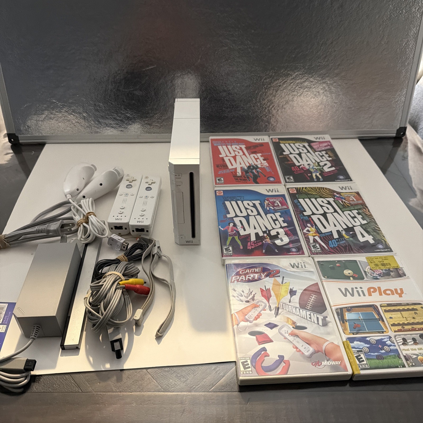Nintendo Wii Console Lot With Just Dance 1 – 4 + Wii Play Free Shipping