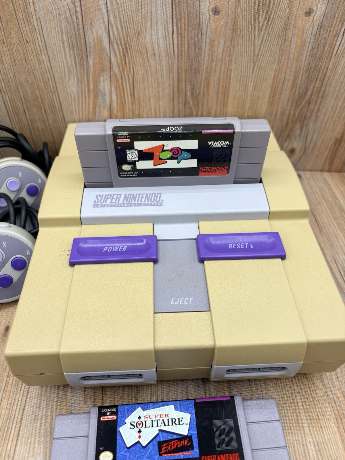Original Super Nintendo (SNES) Console Bundle+ 2 Controllers + Cables 2 Games