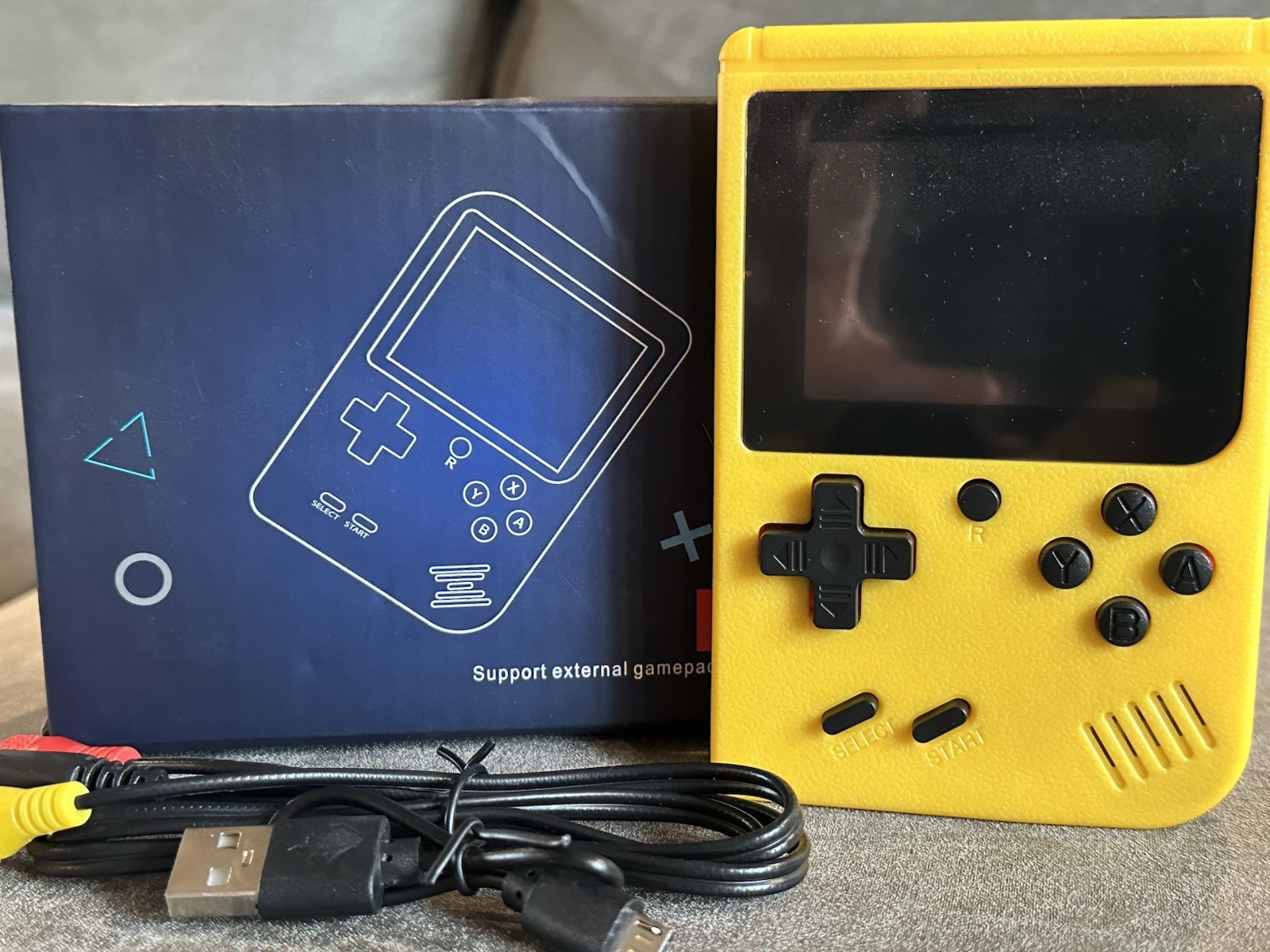 Plus Yellow Handheld Game Console with TV Out, USB-A, External Gamepad Support