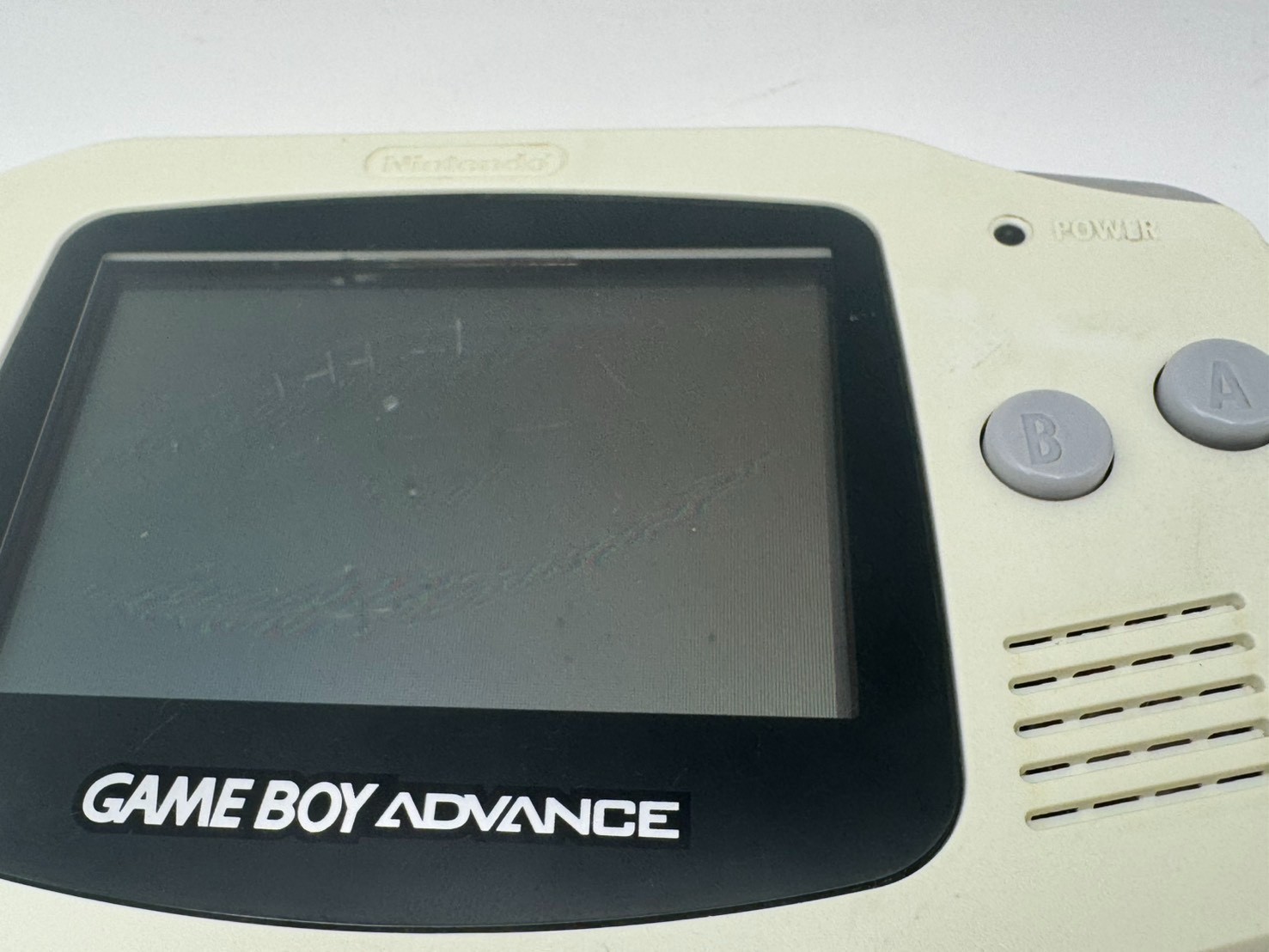 Nintendo Game Boy Advance White AGB-001 Console Tested LCD Dark Marks Japan