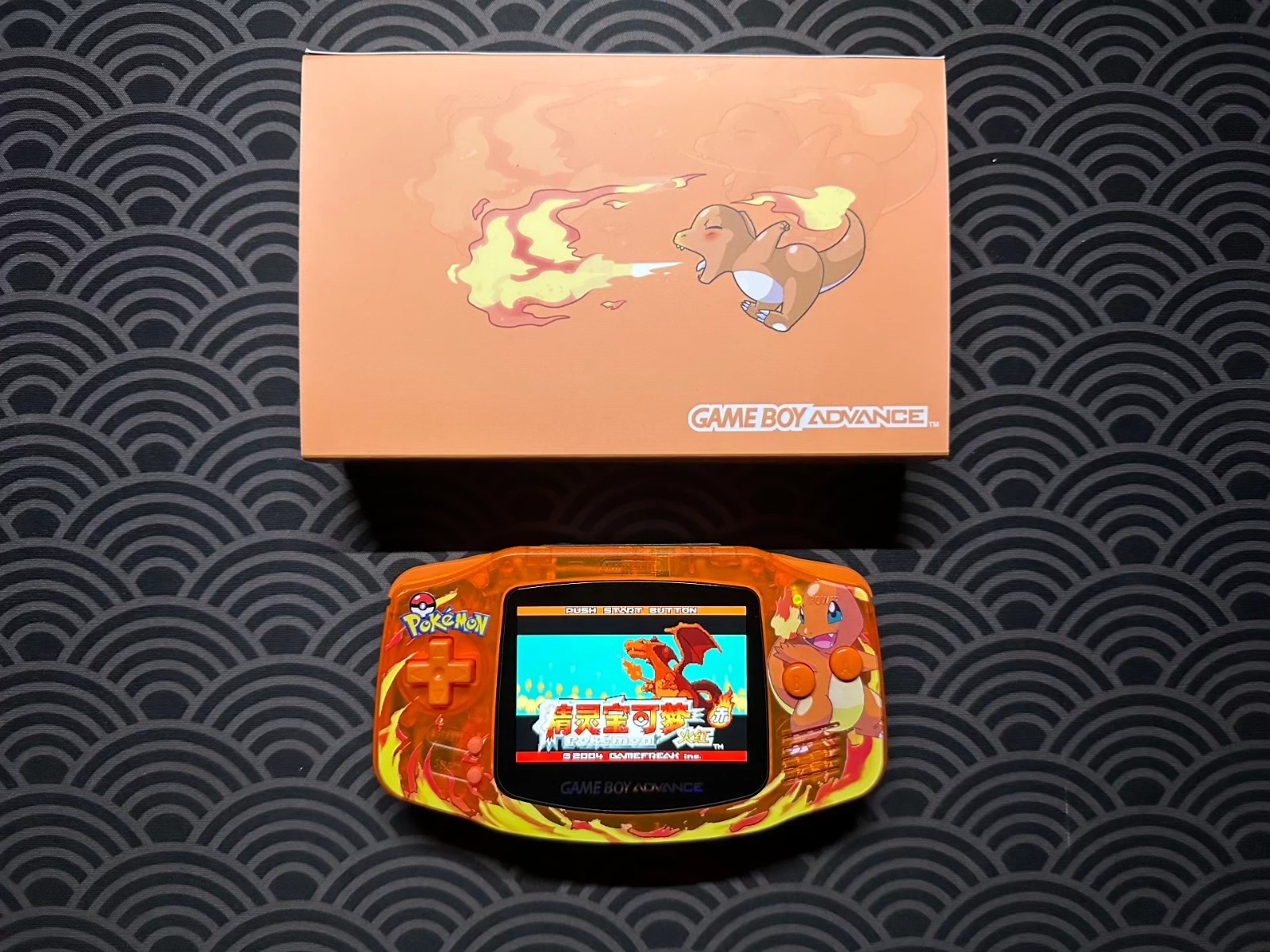 Game Boy Advance GBA Charmande Clear Orange Console with iPS Backlit LCD MOD