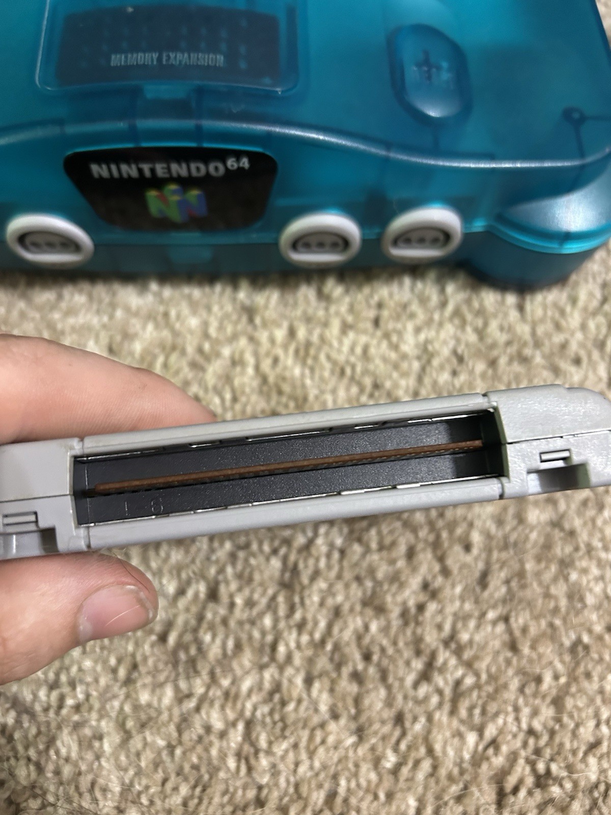 Region Free Nintendo 64 Blue Console w/ 2 Controllers, Expansion Pack ,and Game