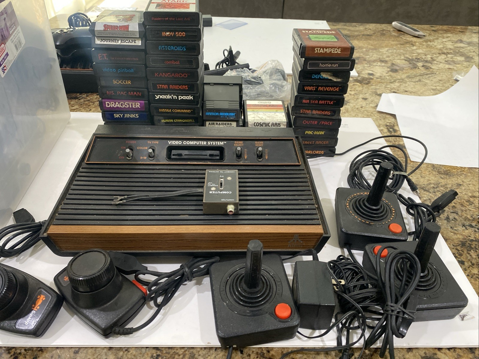 Atari CX-2600 Console With 3 Joysticks 2 Paddles AC Plug And 41 Games