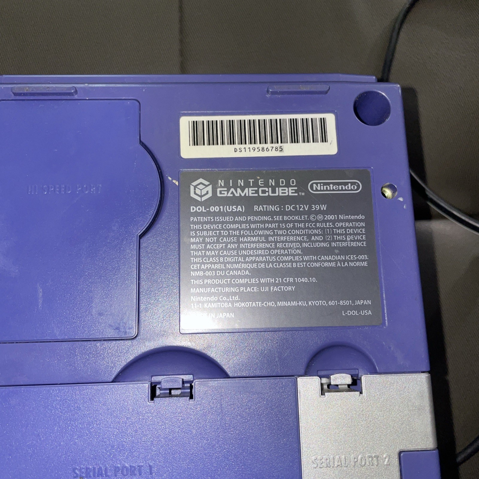 Nintendo GameCube Console Purple + Controller + Wires + Memory Card