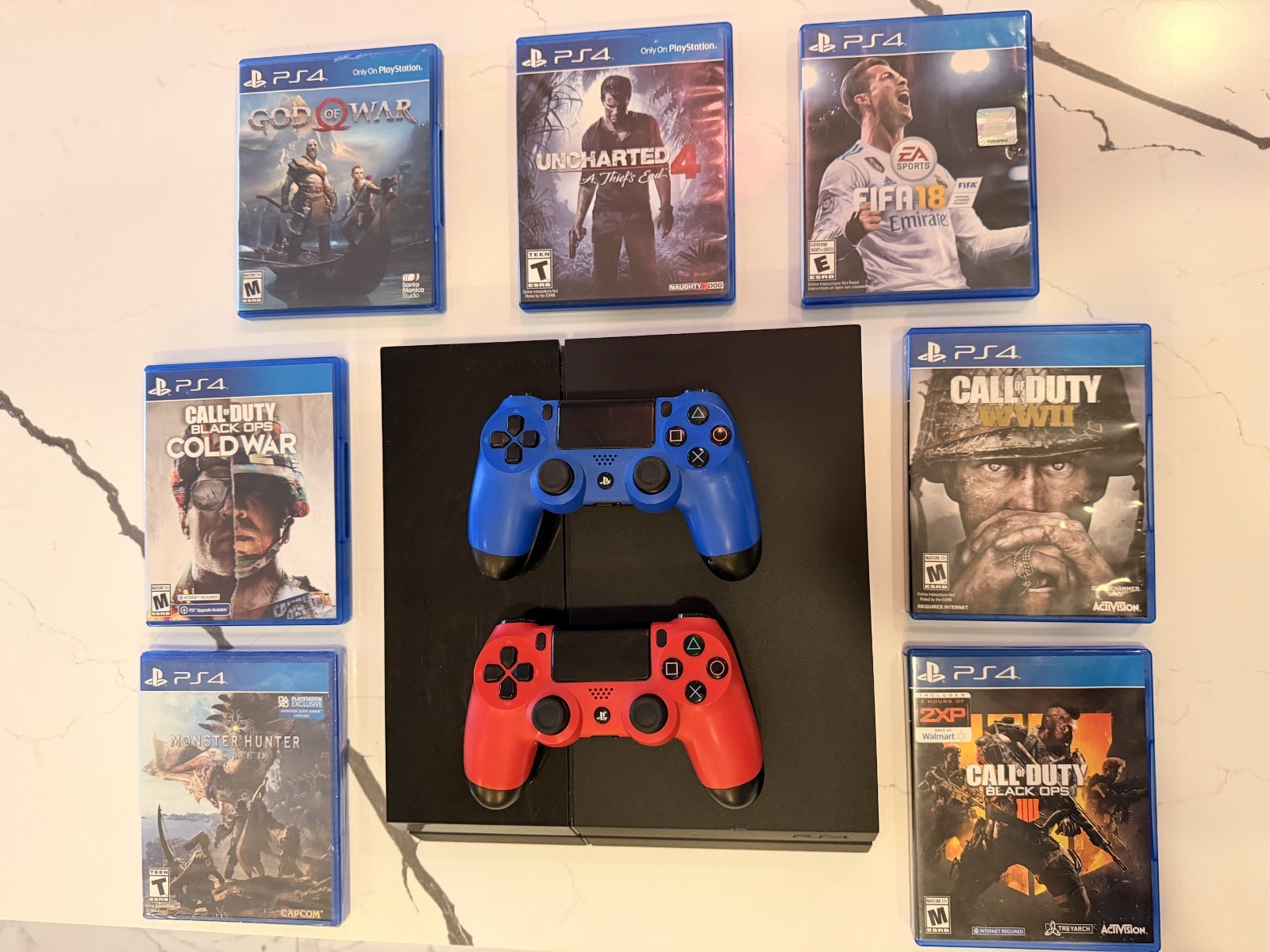 PS4 Bundle Console with 2 Controllers, Games, and 7 Games , 2TB External