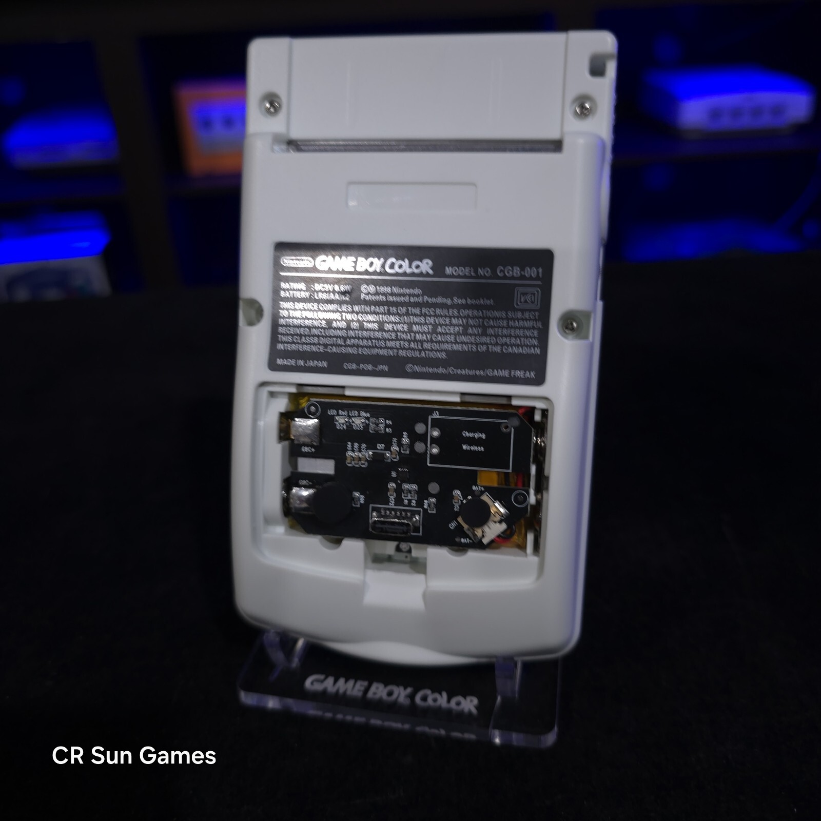 Grey Gameboy Color Console OLED Touch Screen And USB-C Rechargeable Battery