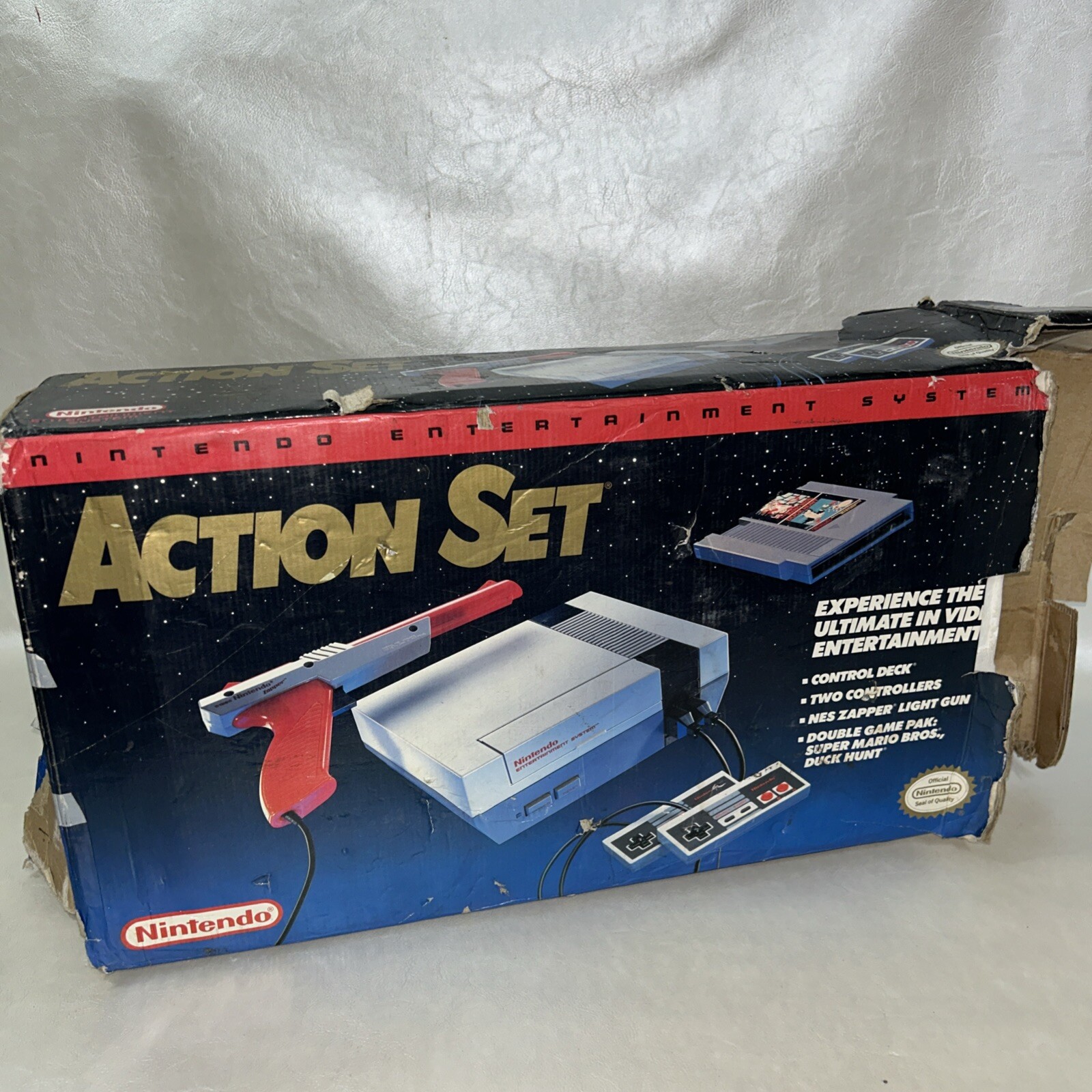 NES Nintendo Action Set Box AS SHOWN DAMAGED BOX!!!