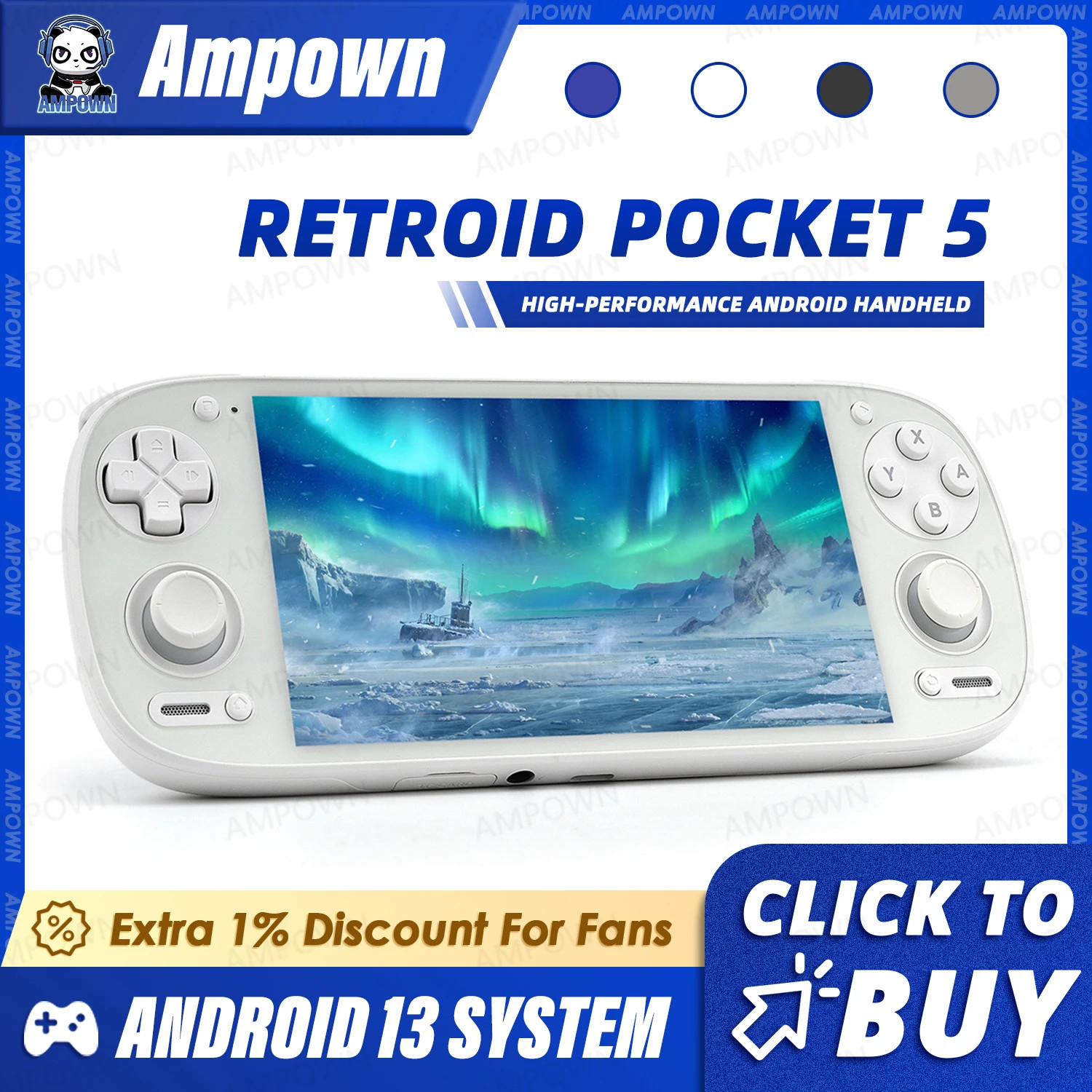5 Handheld Game Console 5.5” AMOLED Screen Android13 Joystick RGB Lighting Effe