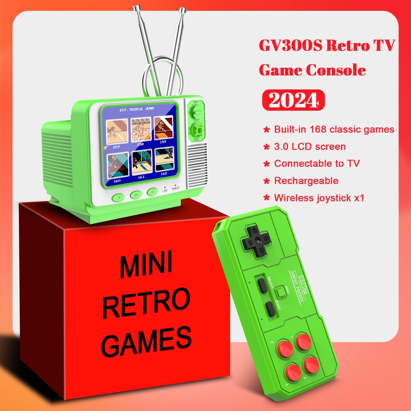 EASEGMER Retro Handheld Game Console with 168 Classic Games, Mini TV Style, 3…