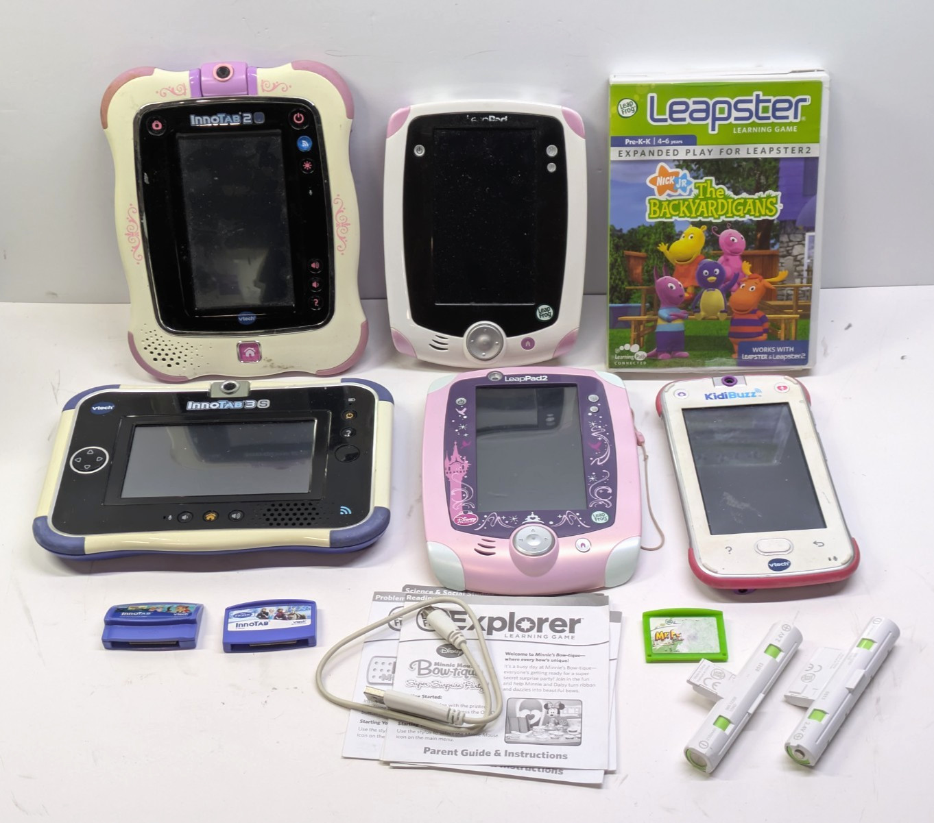 Lot of 5 LeapFrog & Vtech Tablets with Games & Accessories – Untested