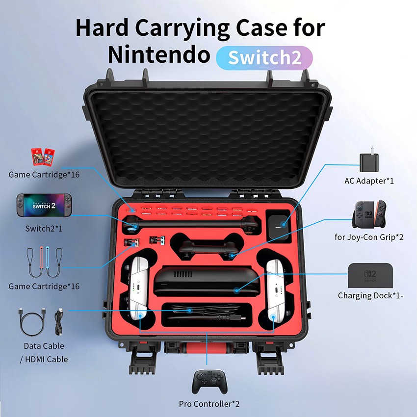 Waterproof Case Protective Box Hard Shell Storage for Switch 2 Accessories