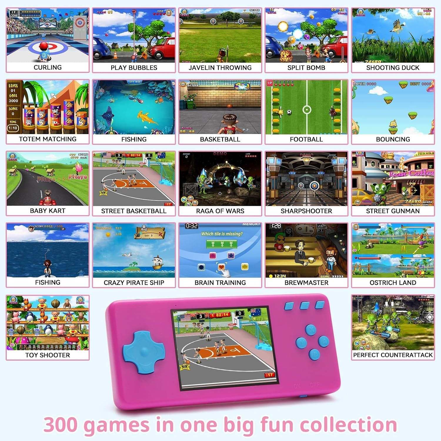3.2-Inch Handheld Game Console with 300 Retro Games – Perfect Kid Gift in Blu…