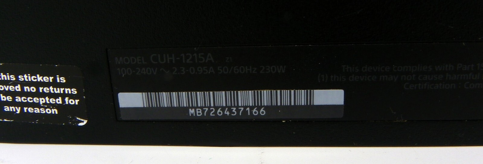 Black Sone Playstation 4 PS3 Console System CUH-1215A 500GB For Parts Or Repair