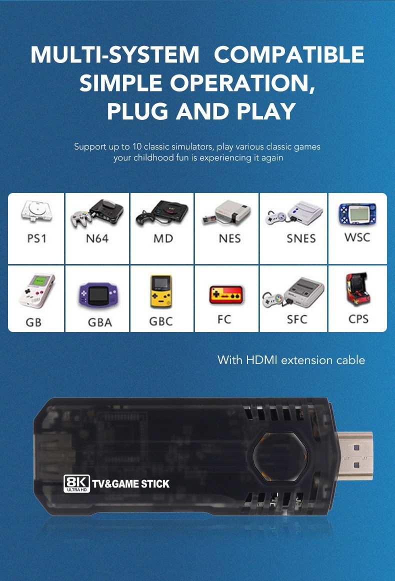 Retro Gaming Console Plug & Play Game Console for TV, 8K HD HDMI Video Consol