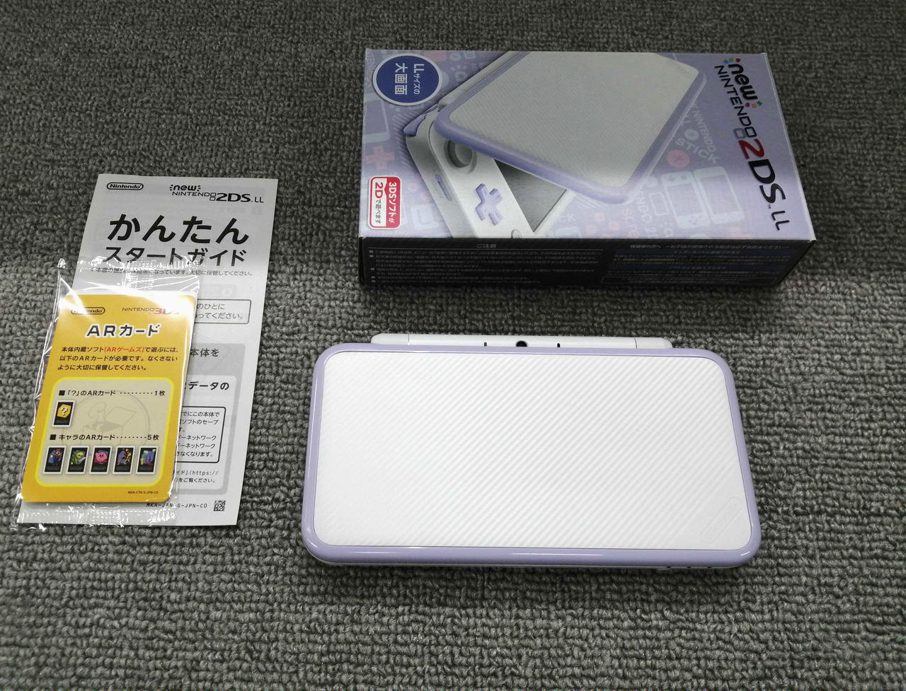 New Nintendo 2DS XL LL White Lavender JAN-001 Console With Box No Charger Rank:A