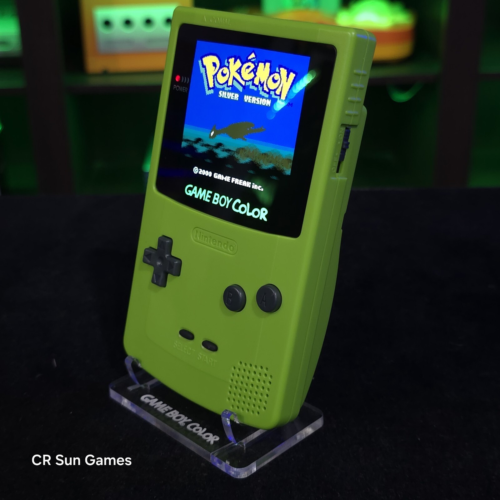 Green Gameboy Color Console OLED Touch Screen And USB-C Rechargeable Battery
