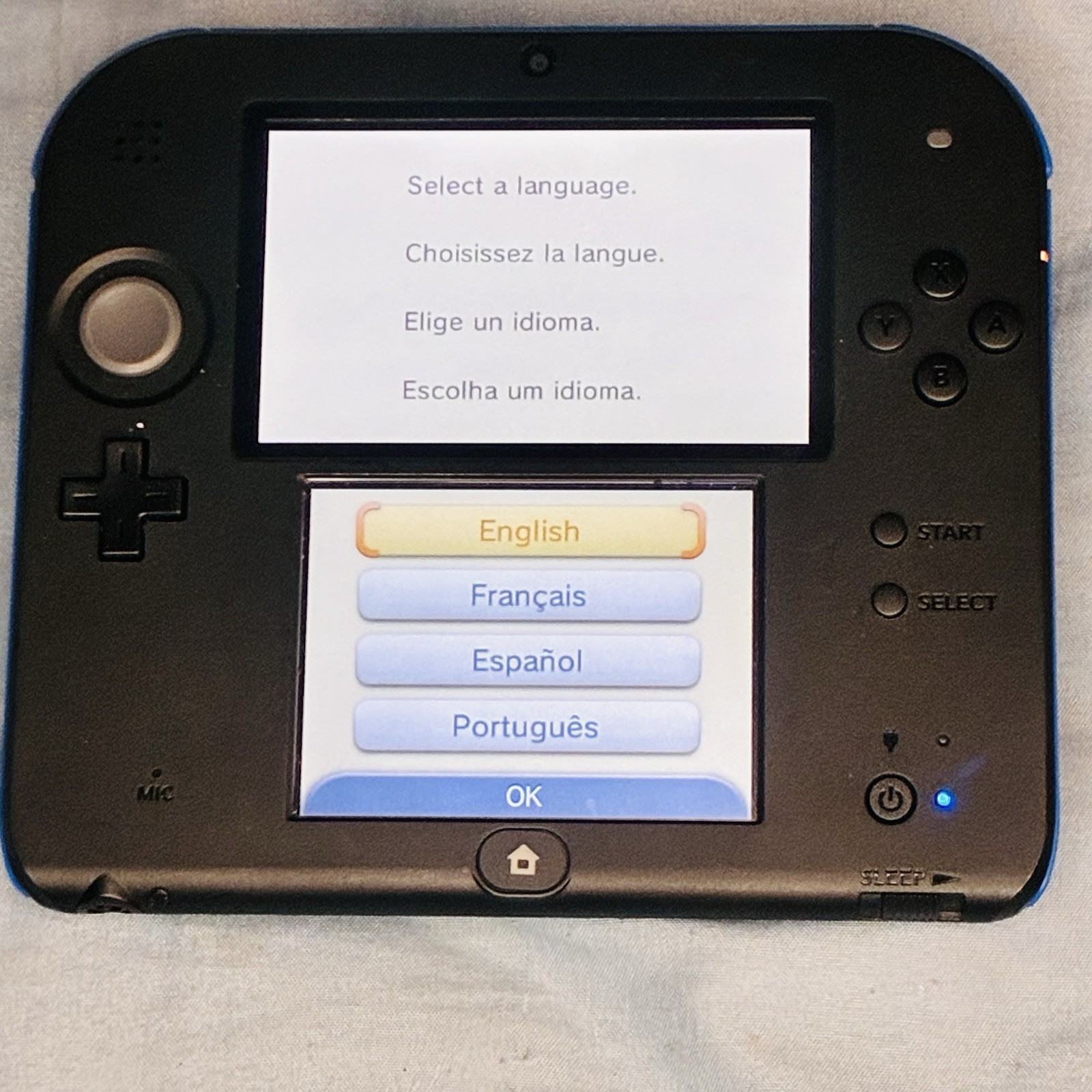 Nintendo 2DS Handheld Game Console Black/Blue CIB Tested With Original Stylus