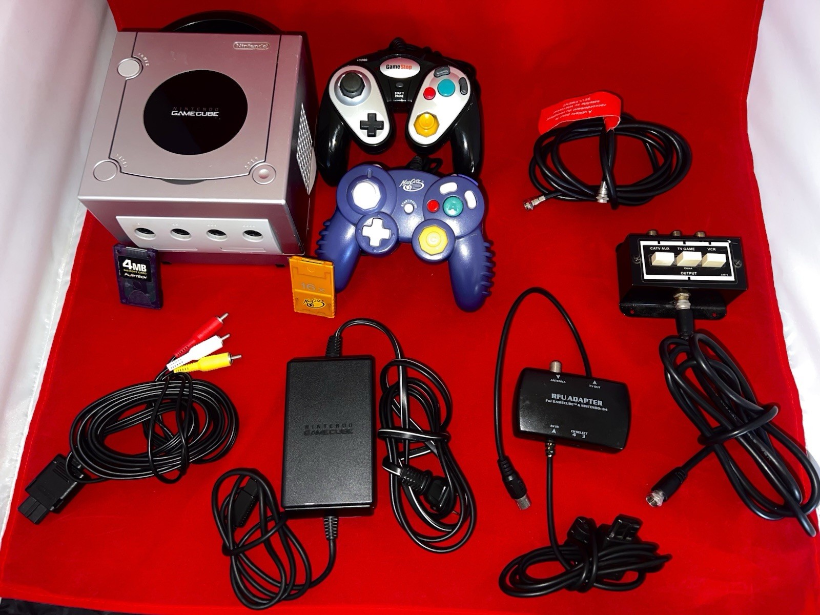 OEM Nintendo GameCube Platinum Console + 2 Controller + Cables FULLY TESTED✅