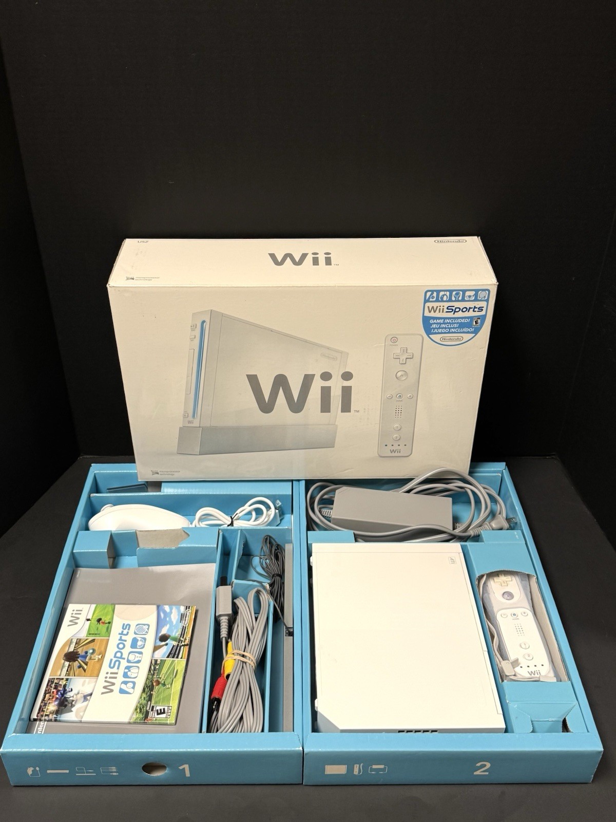 BOXED Nintendo Wii Video Game System RVL-001 Console Bundle Wii Sports Included