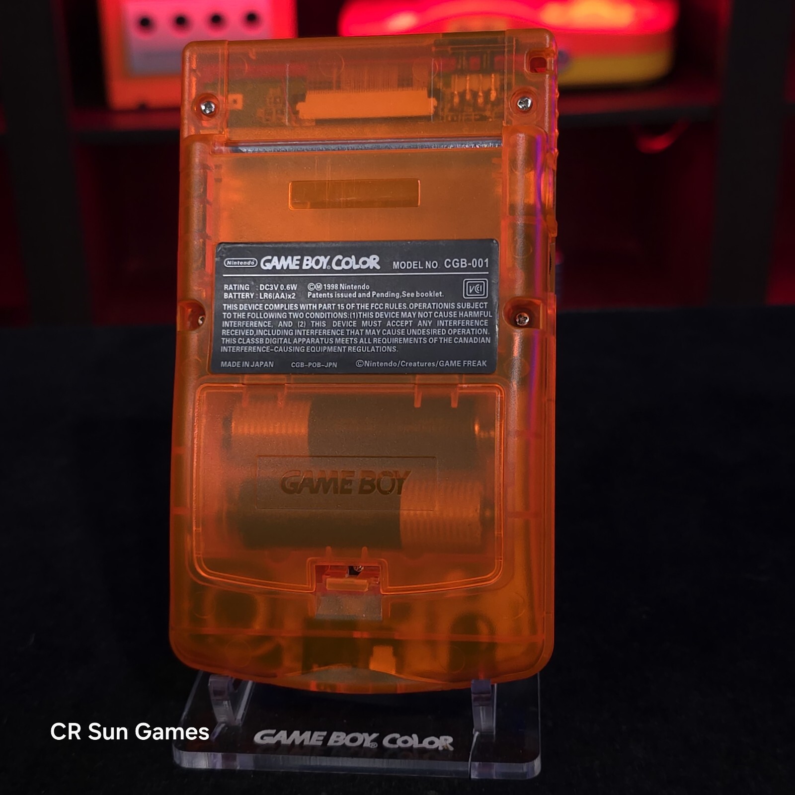 Clear Orange Gameboy Color Console OLED Touch Screen GBC Game Boy