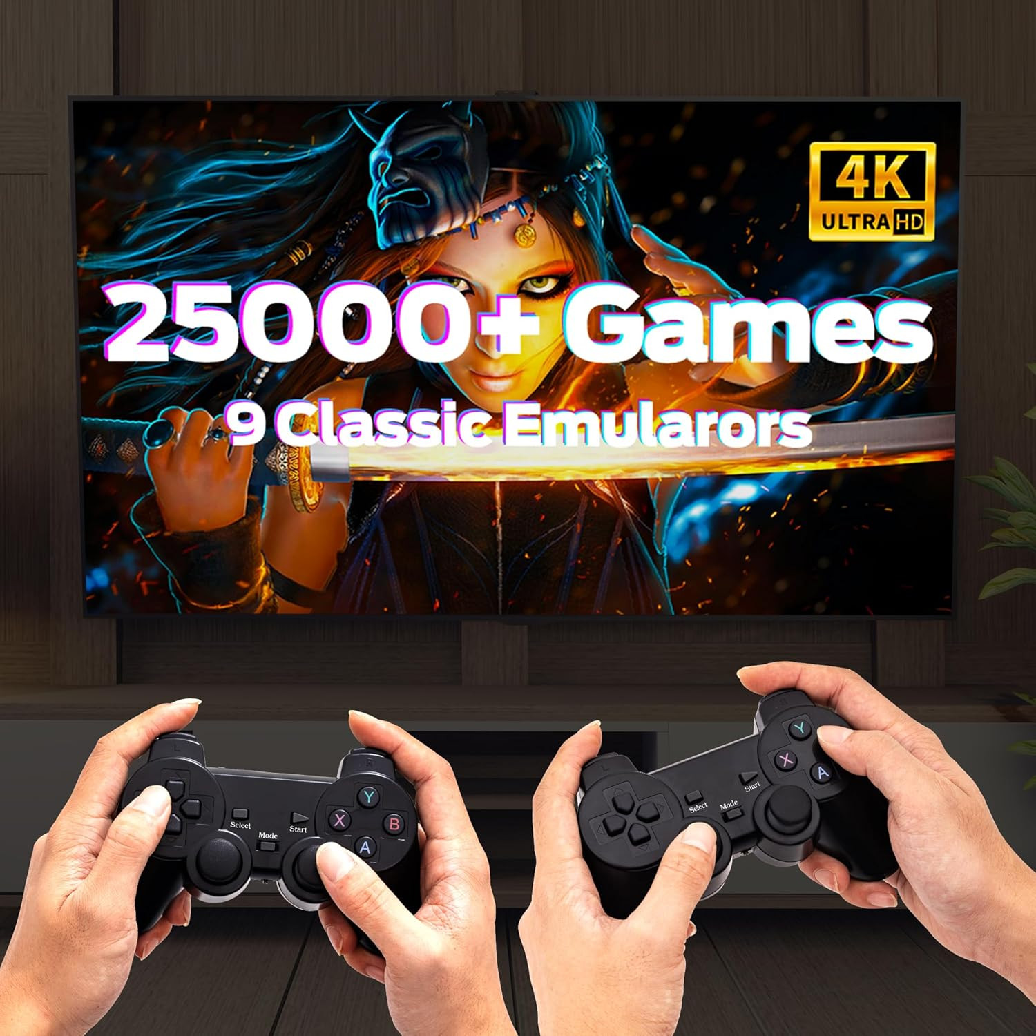 Wireless Retro Game, 25000+ Games Built-In, 4K HDMI Output, 9 Emulators, Dual 2.