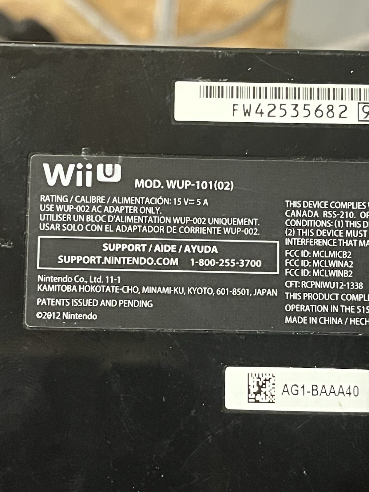Nintendo Wii U Console Bundle WUP-101 Gamepad, Super Luigi Game, Tested Works!