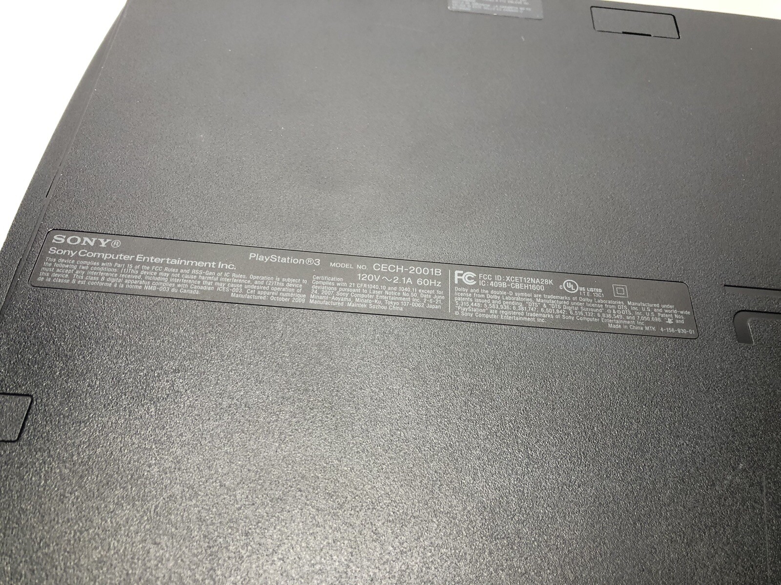 SLIM PLAYSTATION 3 PS3 CECH-2001B console -PARTS/REPAIR – Not Working