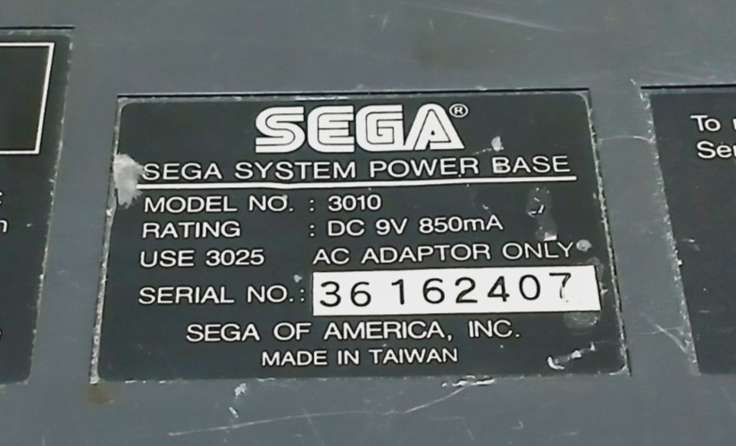 SEGA Master system Power Base Model 3010 – For Parts Only – Not working