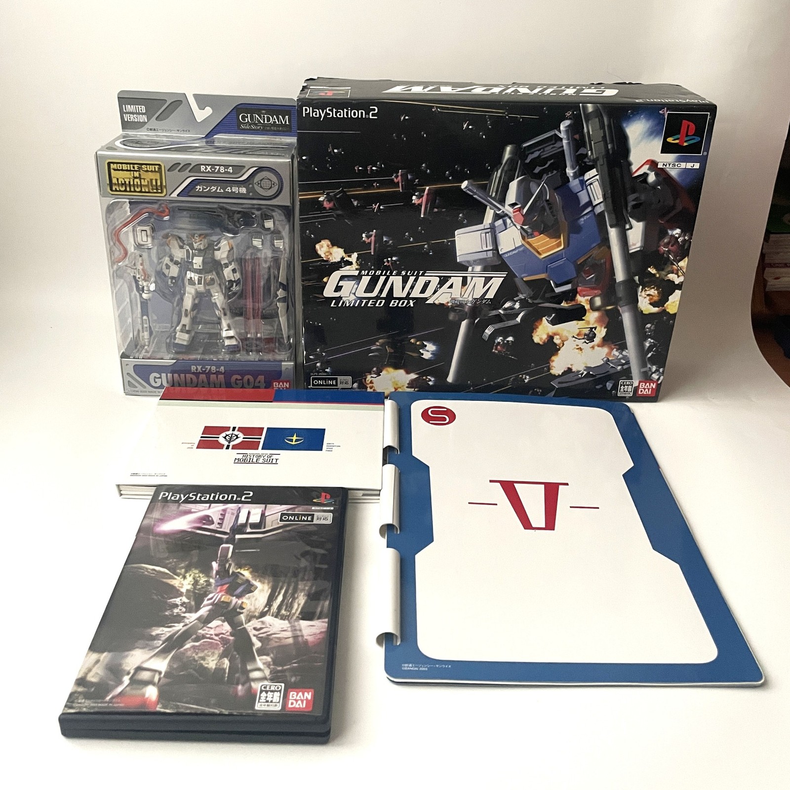 Bandai Playtation 2 Mobile Suit Gundam Limited Box Game & Gundam G04 Figure Set